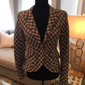 SMYTHE Navy and white checked with leather elbows